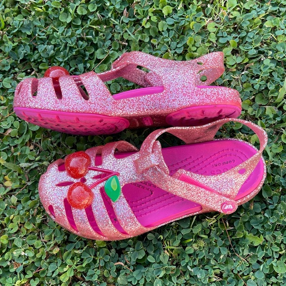 Crocs Isabella Mary Jane Glitter Jelly Sandals cherry Shoes toddler 11C jellies - Picture 3 of 5